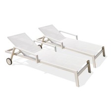 Lot de 2 Bains de Soleil Multi-Positions "Ibiza" 210cm Blanc