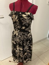 robe voile noire fleurie beige soie MNG T38