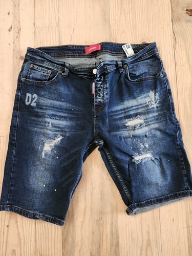 Blue distressed denim shorts - blue,