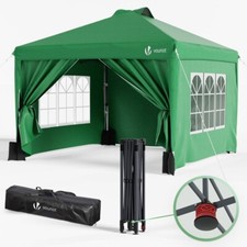 VOUNOT Tonnelle de Jardin 3x3m POP UP avec portes et fenetres Vert