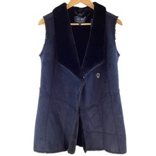 Armani Jeans Navy Faux Shearling Button Up Bodywarmer/Waistcoat UK 14 / EU 40