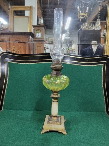 Lampe petrole marbre bronze - lampe,