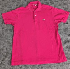 LACOSTE Mens Polo Shirt Size 5 Large Pink Cotton