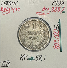 BELGIQUE - 1 FRANC 1904 - Monnaie en Argent // Qualité : TTB (LEGENDE : BELGE)
