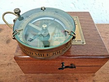 Boussole marine du capitaine Spencer London  verre bombé et boite bois