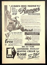 1939 Mead Cycle Co. Ranger Scooter print AD “Earn Big Money! Ride Rent or Sell”