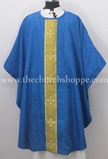 Neuf Bleu Clergé Gothique Vêtement de Cérémonie & Stole,Chasuble,Casel ,Casulla