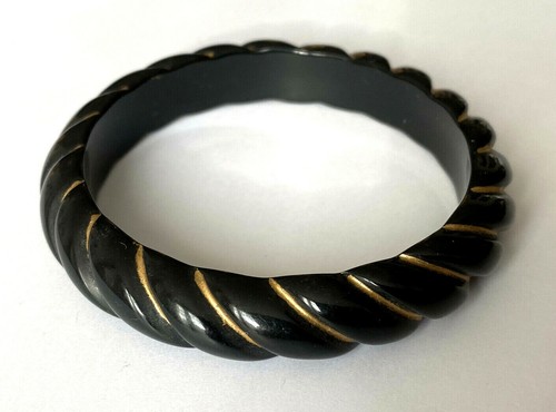 Bracelet vintage noir doré - vintage,