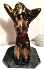 Bronze Sculpture Woman Marble Base Art - Rare - Vintage