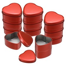 12Pcs Boîtes Métalliques Cœur, Récipients Bonbons Vides, Rouge