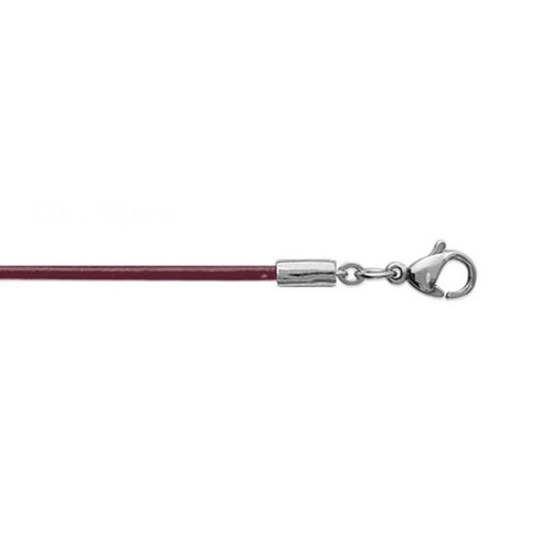 Cordon cuir 45cm bordeaux - -,