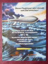 1/1984 PUB FN HERSTAL THOMSON CSF MUNITION 40 L 70 MISSILE ORIGINAL GERMAN AD