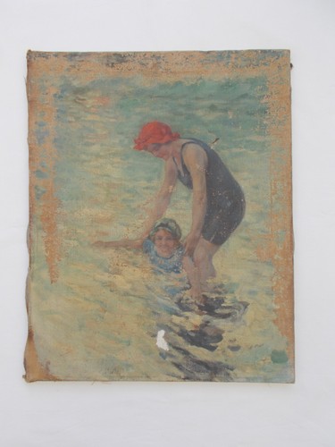 Tableau ancien huile sur toile - tableau,