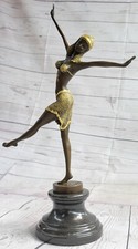 LARGE DIMITRI CHIPARUS DANCER ART DECO BRONZE SCULPTURE MARBLE BASE FIGURINE