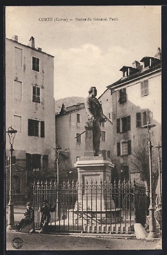 Cpa corté corse statue de - corté, /corse,