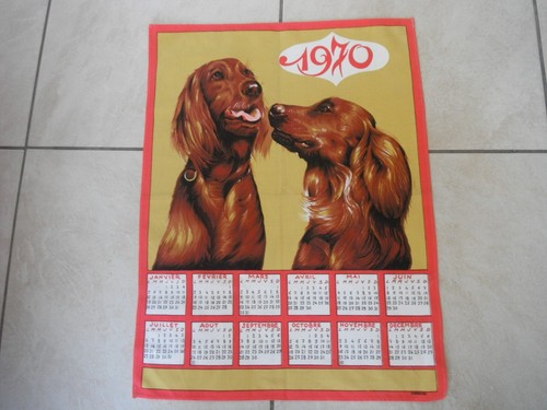 Calendrier torchon 1970 motif - calendrier,