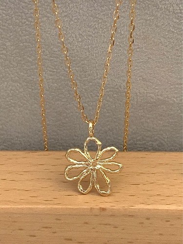 Pendentif fleur plaqué or - fleur, en