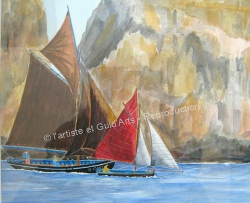 Tableau aquarelle marine - aquarelle,