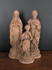 Religious Sculpture Statue Holy Family Father Mother Child Plaster Retro