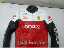 Moto Guzzi Racing Motorbike Leather Jacket Cow hide/5 Protection Armour inside