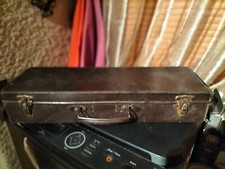 rare beau petit baguage valise vintage en cuire poignet fer 42 x 13,5 cm /malle