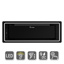 Hotte aspirante cuisine 72cm Hotte Îlot acier inoxydable verre noir