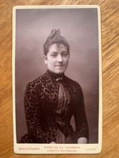 Photo Business Card CDV Portrait with Charcoal Woman 1860 Bellingard Lyon