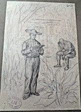 CRAYON. VENTE DE JUIN 1897 .CACHET EN BAS A GAUCHE. 22 X  15  cm.non signé