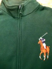 New Polo Ralph Lauren Boys Green Fleece Jacket 12 14 M Cardigan Big Pony NWT