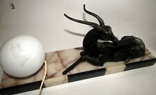 Art Deco Grande Lampe avec Gazelle antilope Lampe de buffet console marbre globe