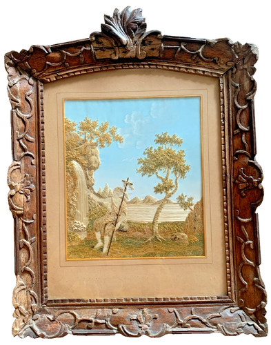 Tableau broderie sur soie - , xixe