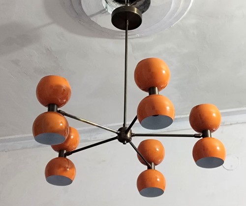 Plafonnier boule orange - , lustre
