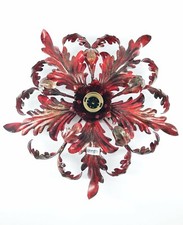 Plafonnier Fer Forgé Avec Feuilles Large Rouge Pompéien Éclairage E27