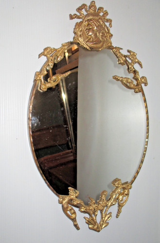 Miroir mural ovale - , ancien