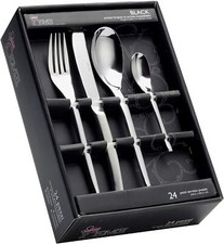 Lot De Couverts De Table Acier INOX 18/0 Eme 24 Pièces Noir P13BL / INOX