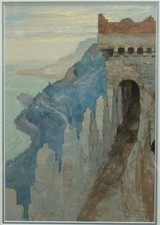 Roquebrune-Cap-Martin castle pte Cabbé and Monte-Carlo.Georges Scott (1873-1942)