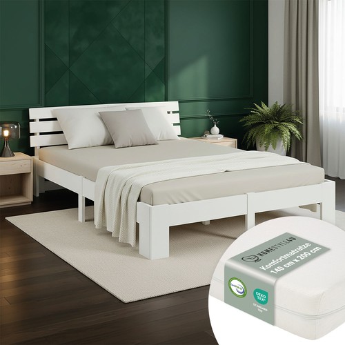 Lit double 140x200 bois - , massif