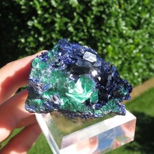 Minéraux Cristaux De Azurite Avec Malachite Veloutée Sonora, Mexique