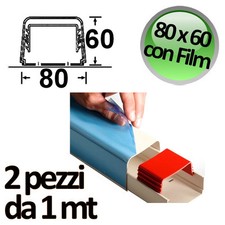 Goulotte complète 80x60mm avec film protecteur - 2 pcs de 1m