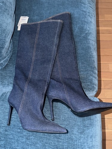 Bottes femme denim - bleu, talon