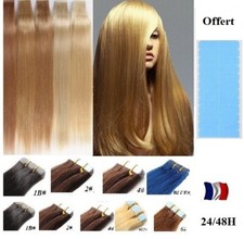 10-40 BANDES EXTENSIONS DE CHEVEUX TAPE IN BANDE ADHESIVE NATURELS REMY 49-60CM