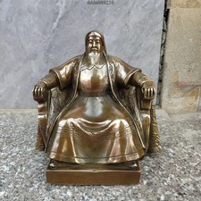 Brass Genghis Khan Mongolian Empire Khan Jenghiz Khan Sitting Statue Ornaments