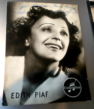 SUPERB EDITH PIAF AUTOGRAPH PHOTO CARD COLUMBIA SIZE 17X22.5CM