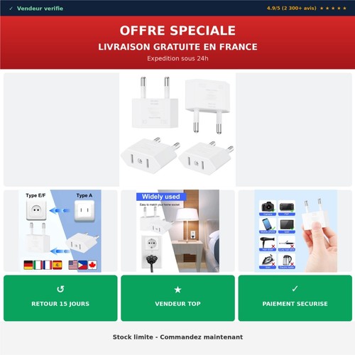 Adaptateur prise usa - adaptateur,