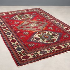 Tapis Kazak Ancien Coton Laine Noeud Fin Caucase 210 x 135 cm Original