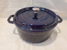 Staub La Cocotte Enameled Cast Iron #24 Blue Dutch Oven 4 QT 9 3/8" France