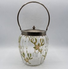 Seau à biscuits verre soufflé émaillé décor de gui Daum E. Lachenal Art Nouveau