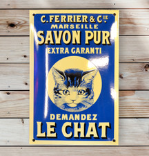 Plaque émaillée  SAVON LE CHAT  enamel sign emailschild