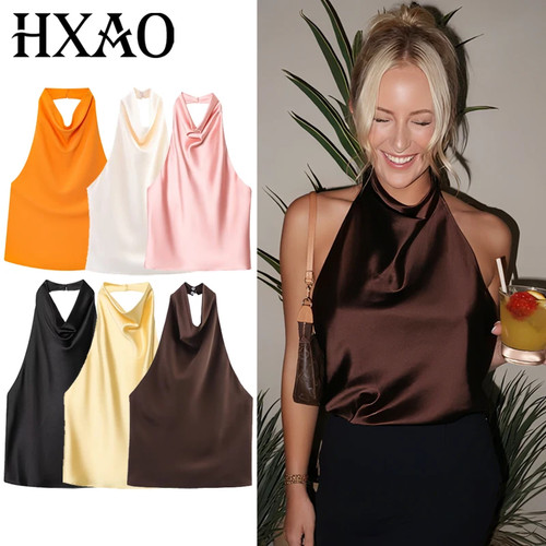 Haut femme licou satin dos - licou,