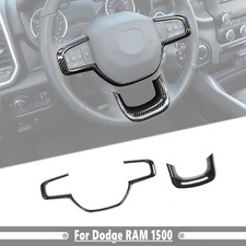 Carbon Fiber Interior Steering Wheel Cover Trim Fit For Dodge Ram 1500 2019-2025